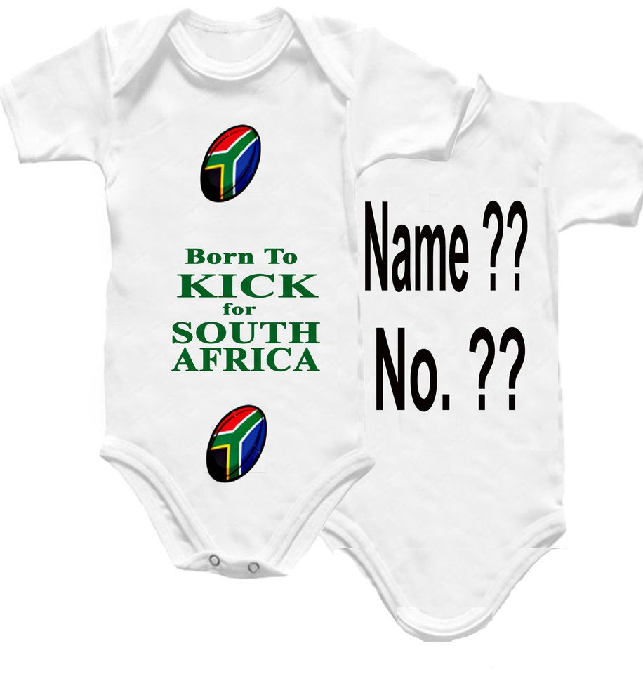   Rugby Baby Grow Shirt Born Kick Ball Flag Babygro Name No Kit Top