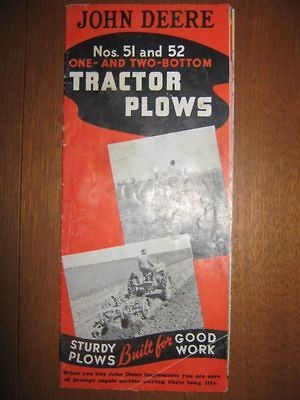 VTG 1939 John Deere Model No 51 & 52 Tractor Plows Dealer Advertising 