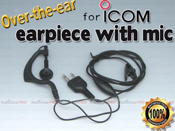 PTT Over the ear earpiece mic Icom Alinco Ham radio