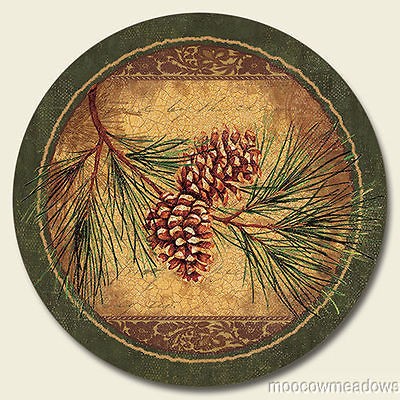 New PINE CONE LAZY SUSAN Rustic Kitchen Decor LODGE Cabin Accent Green 