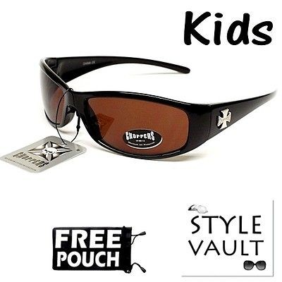 KIDS CHOPPERS BIKER SPORTS SUNGLASSES BLACK BROWN KD11