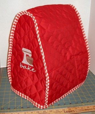 KitchenAid Mixer Appliance Cover~Tilt Head~Red Quilted~White Mixer 