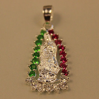 Virgen de Guadalupe .925 Pendant with Cubic Zirconia & Chain