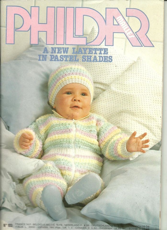 Phildar #103 Baby knitting pattern book, 40 patterns