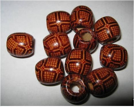   15mm WOODEN Exotic Barrel Round Dreadlock Beads ( Craft Large Big