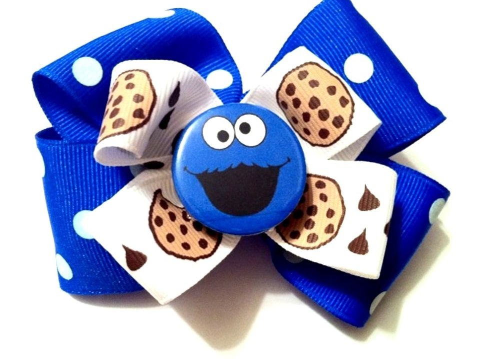 Cookie Monster Sesame Street Hair Bow Alligator Clip