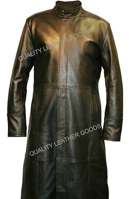 Pure Nappa Leather Matrix Trilogy Trench Coat QLG STYLE GOTIC PUNK 