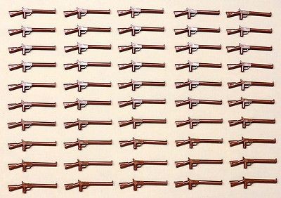 x50 NEW Lego Guns Western Cowboy Army Minifig Rifles REDDISH BROWN