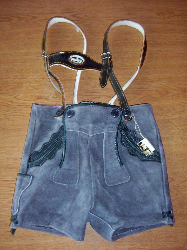 Vintage Grey Suede LEDERHOSEN Small Boys Size BAVARIAN German 