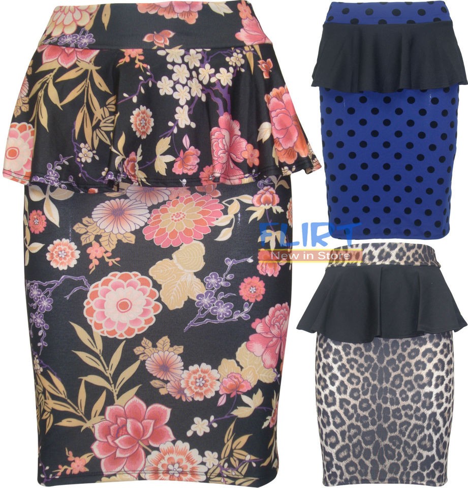   Shorts Ladies Leopard Floral Polka Dot Pencil Frill Bodycon Skirt