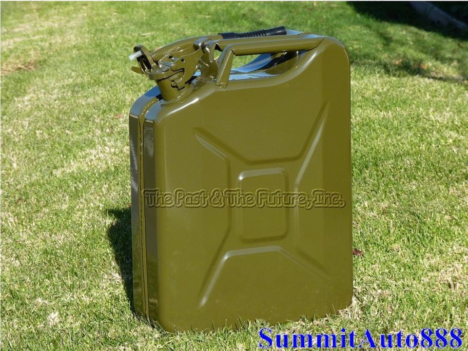 Nato Green Jerry Can / Portable Fuel Gas Tank 20L 5 Gallon w/ Spout 