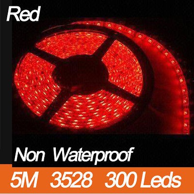   Red 3528 5M 300 Leds SMD Flexible Strip Strings Lights 60Leds/M 12V