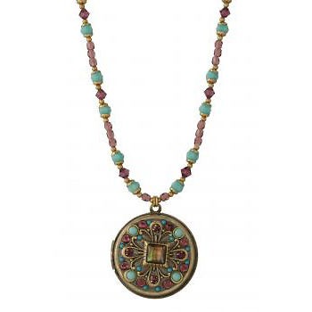 MICHAL GOLAN Turkish Bazaar Purple and Turquoise Locket on Beaded 