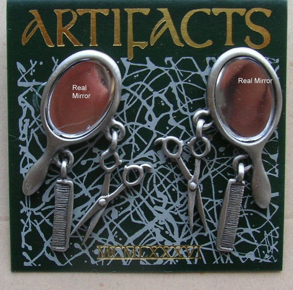 Makeup Mirror Earrings by JJ Artist Cosmetologist Jonette Pewter