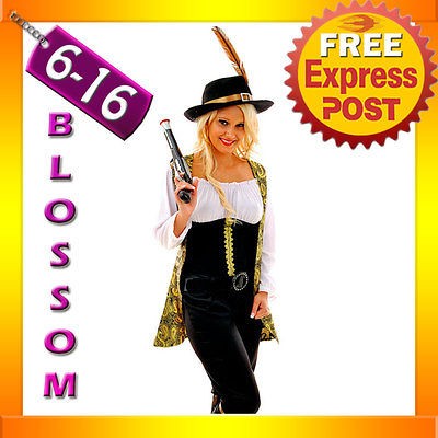   Pirates Of The Caribbean Angelica Fancy Dress Halloween Costume & Hat