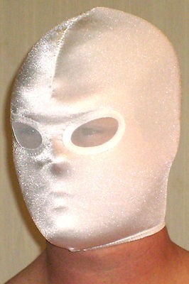 NEW WHITE SPANDEX MASK HALLOWEEN COSTUME PRO WRESTLING