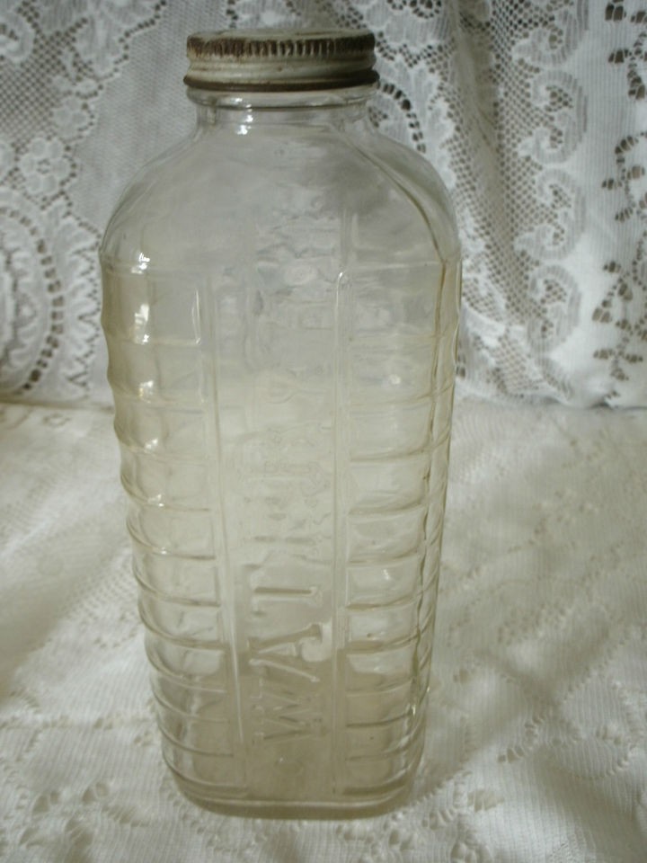 Owens Illinois Square Glass Water Bottle