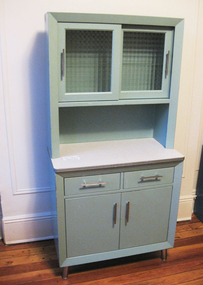 1950s VINTAGE MEDICAL CABINET custom made STEEL GLASS light blue 