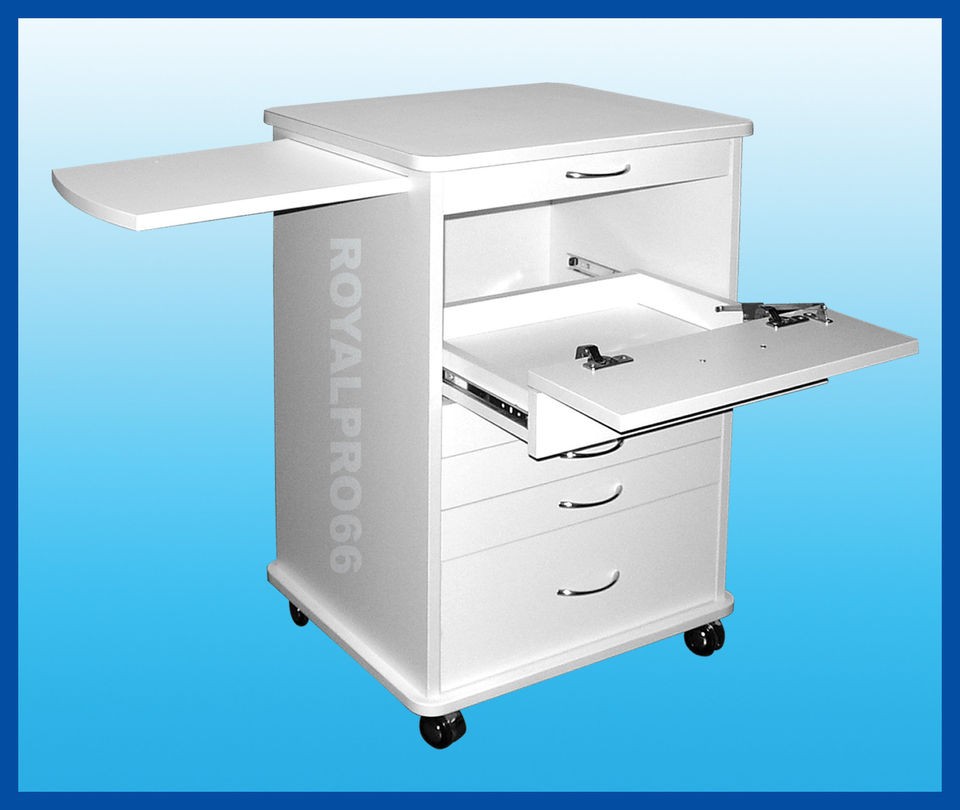 MEDICAL DENTAL EQUIPMENT ASSISTANTS MOBILE CABINET CART WHITE