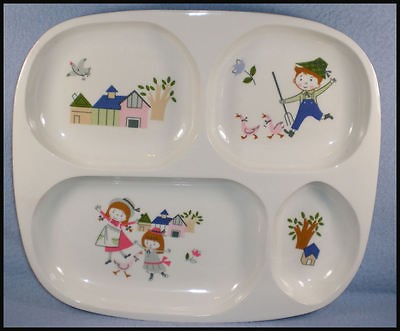 Shin San Melamine 4 Section Divided Childrens Plate No. 01662 Vintage 