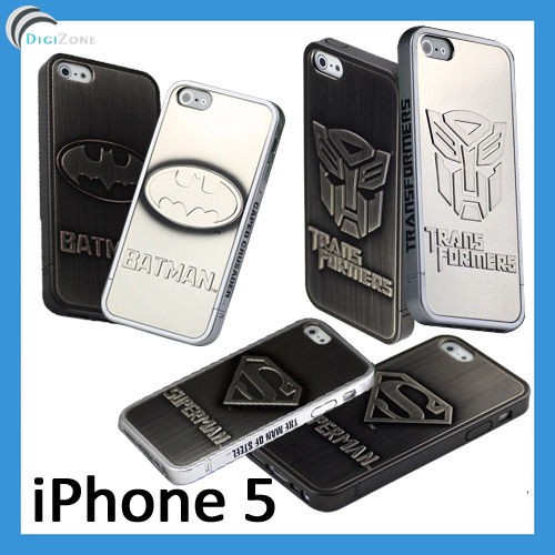 IPHONE 5 SUPERHERO BRUSHED METAL CASE BATMAN SUPERMAN TRANSFORMERS 2 