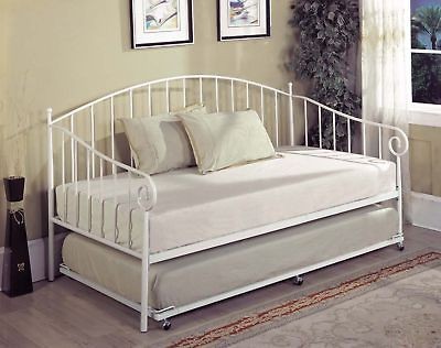 White Metal Twin Size Day Bed (Daybed) Frame With Metal Slats ~New~