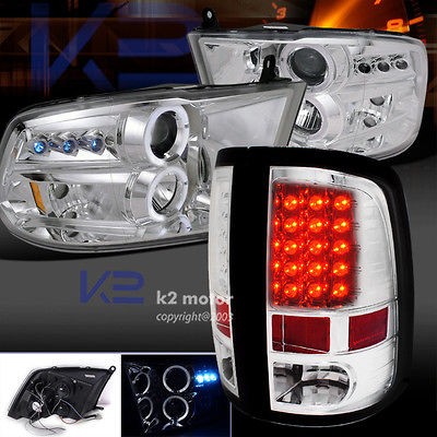 09 12 RAM 1500 10 12 RAM 2500 3500 CHROME HALO PROJECTOR HEADLIGHT+LED 