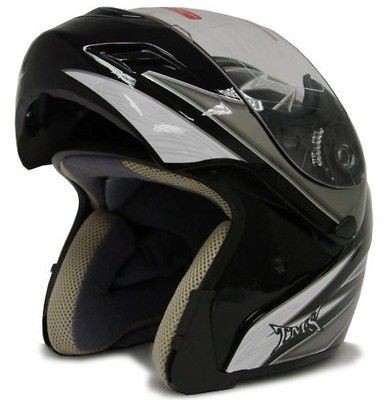 TRIBAL BLACK MODULAR FLIP UP FULL FACE MOTORCYCLE HELMET DOT ~XL