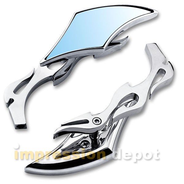   Flame Blade Harley Cruiser Chopper Aluminum CNC Billet Side Mirrors