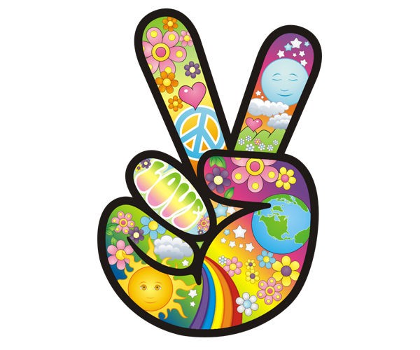 Peace Moon Stars Sun Flowers Hippie Car Vinyl Bumper Sticker Decal P3 