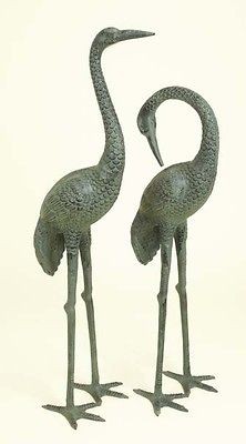 42 Tall Crane Pair Metal Statue Sculpture Garden Decor