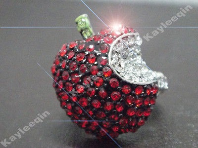   Red Apple Full Crystal Snow White Finger Ring Cosplay Fancy Dress