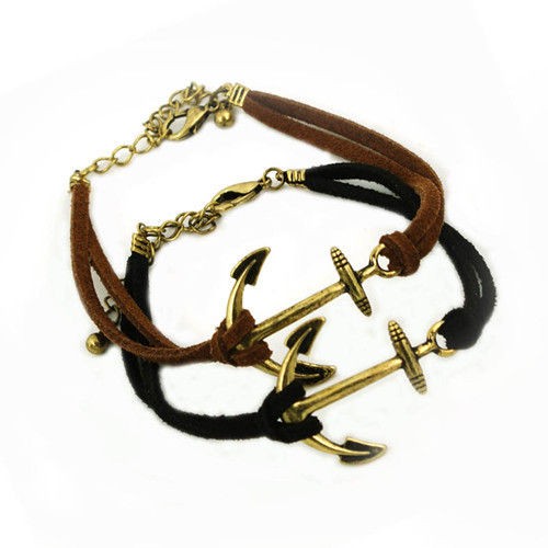   Simple Charm Nautical Anchor Imitation Leather Bracelet Adjustable