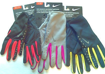 Nwt gloves Nike running women 80315 pink gray black dri fit key pocket 