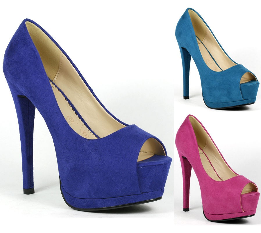 Faux Suede Open Toe Platform Pump SP98 Giant S