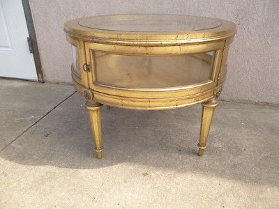 vintage gold decorated French regency curio display lamp end drum 