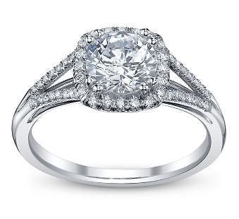   01Ctw Real Diamond White Gold Halo Solitaire Anniversary Ring Band