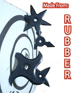 Ninja Rubber Throwing Star  Mixed Shuriken(4) &Ninja Star Target Set