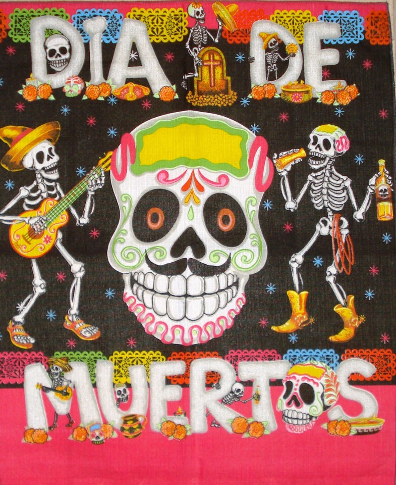   OF THE DEAD FABRIC TABLE BANNER ALTER CLOTH TABLECLOTH DIA DE MUERTOS