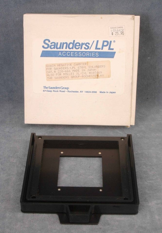 SAUNDERS LPL 670XL ROLLEI XL/CXL 6X6CM NEGATIVE CARRIER   NOS