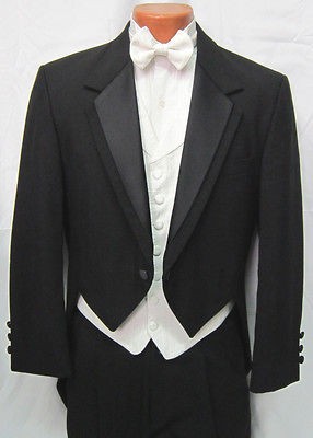 Black Oscar de la Renta White Tie Fulldress Tuxedo Masonic Tailcoat w 