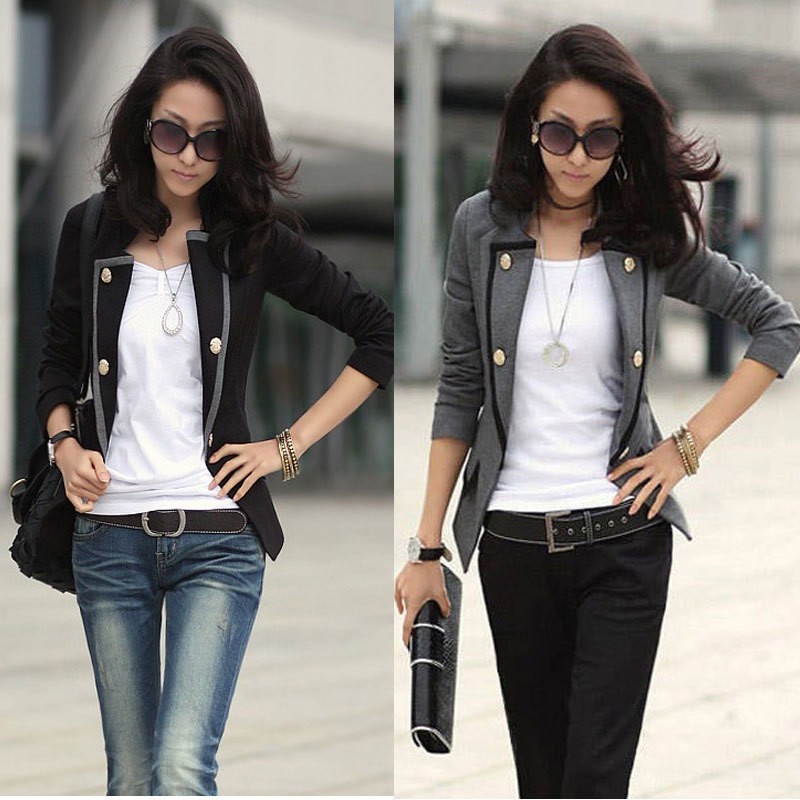   Blazer Jacket One Button Slim Ladies OL Casual Suit Coat Outerwear