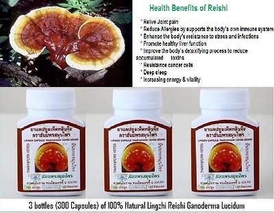 bottles (300 Capsules) of 100% Natural Lingzhi Reishi Ganoderma 