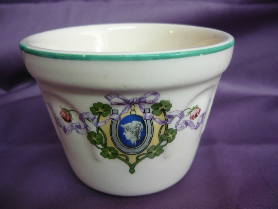 Vintage OXFORD OVEN WARE CUSTARD CUP GOOD LUCK ART DECO