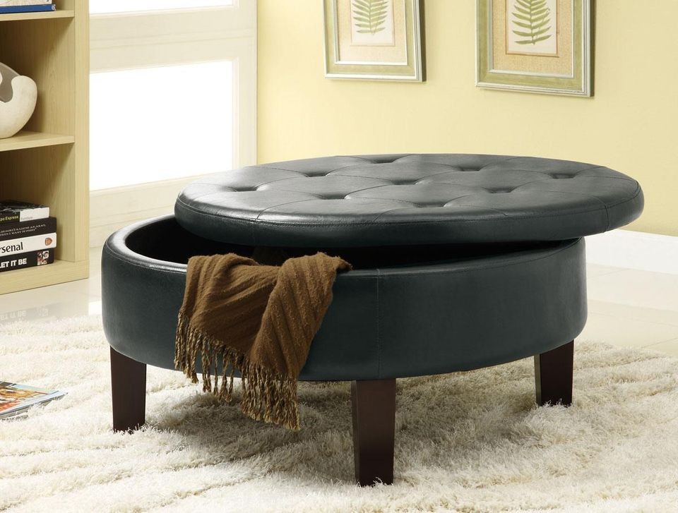 round tufted ottoman in Ottomans, Footstools & Poufs