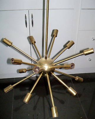 Vtg Space Age SPUTNIK Brass Chandelier Light/Lamp 20.5