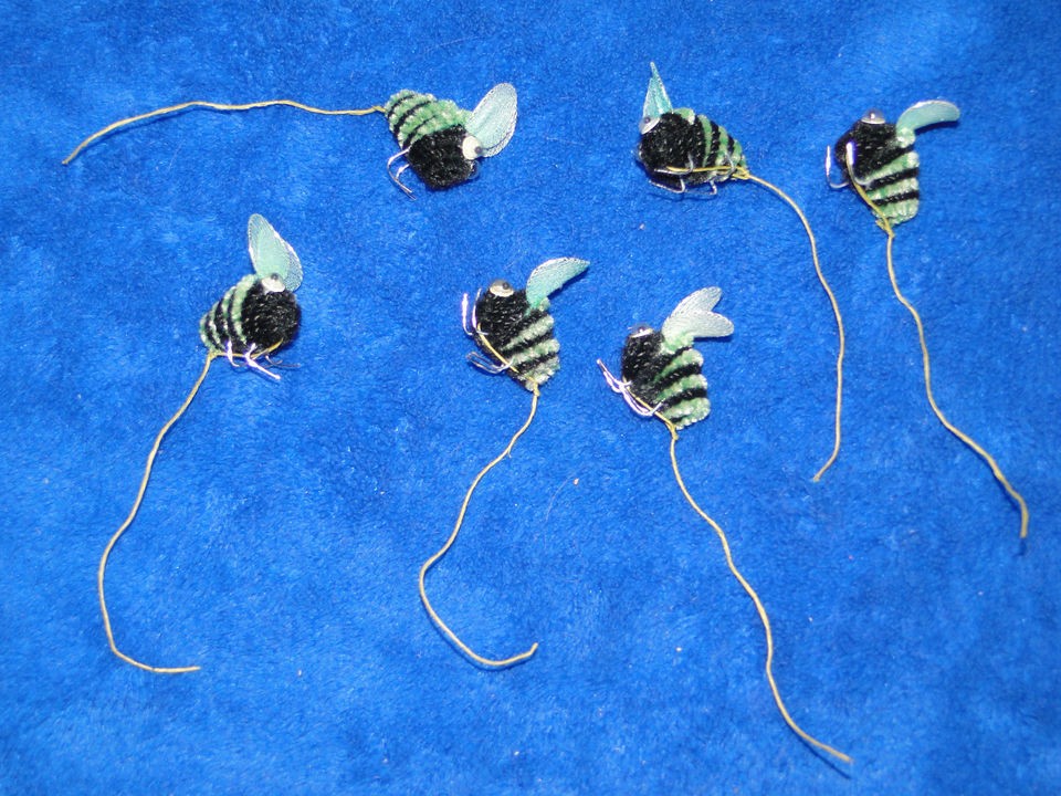   BUMBLE BEES IN BLACK AND LT GREEN CRAFT PARTY DECOR PACKAGE OF 6