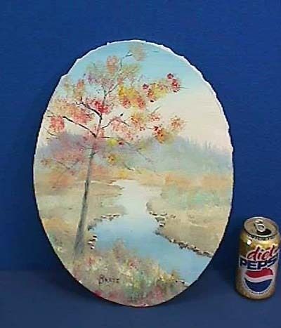 Oil Painting on Canvas Signed Brate Oval Shape