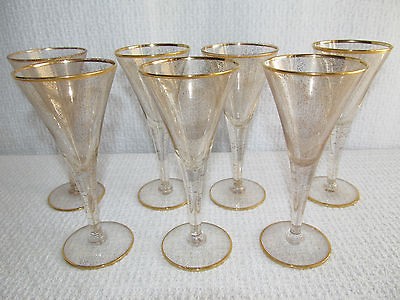 Vintage GOLD SPECKLED STEMMED SHERRY WINE GLASSES