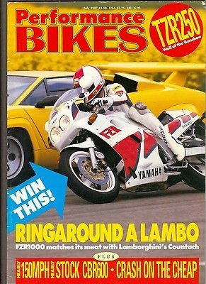 Performance Bikes July 1987 Yamaha TZR250   Lamborghini